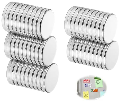 Magnets 10 * 2 mm 50 Pcs, N35 Mini Neodymium Magnet for DIY Whiteboards Tiny Thin Small Magnets Round Strong Magnet for Fridge Crafts Office Postcard Home Kitchen Warehouses (Silver)