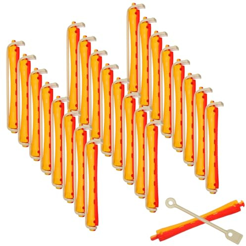 LIFKOME 24 pezzi Bigodini Permanente con Elastico per Capelli Ricci Naturali Rulli per Capelli Resistenti e Facili da Usare Strumento di Styling per Uomo Donna Ragazze Design Doppio