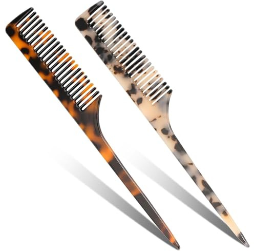 Muorruo 2-Pack Tail Combs for Women, Fine-Tooth Hair Comb for Parting and Teasing, Hair Styling Tools for Braiding, Eco-Friendly Comb Made from Recycled Cellulose Acetate