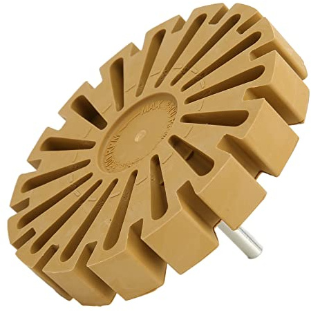 aqxreight 4in Rubber Eraser Wheel for Hand Drills – Safe Decal & Sticker Remover for Cars, RVs, Boats – Fan Design Adhesive Removal Tool – Paint Friendly Grinding Wheel Accessory