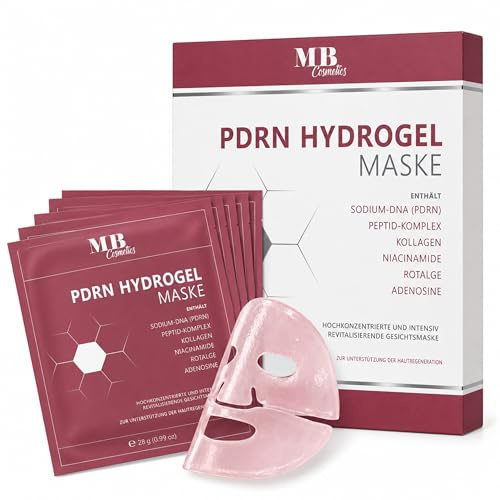 PDRN Hydrogelmask med laxDNA & kollagen – anti-aging ansiktsmask med peptidkomplex, niacinamid och röd alg för intensivt glas skin glow – premium övernattningsmask av MB COSMETICS