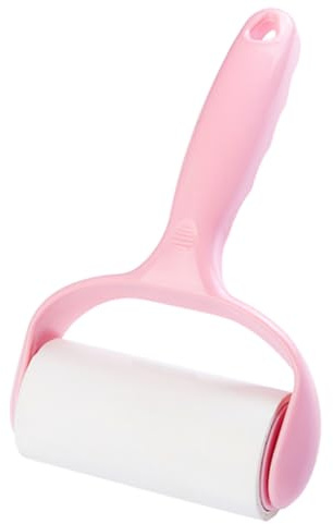 IMIKEYA Rodillo Quitapelusas Rosa de Plástico con 1 Repuesto Adhesivo | Mango, Recambio de 1 Rollo, sin Olor Químico, Recoge Pelo de Mascotas y Pelusas con Rapidez