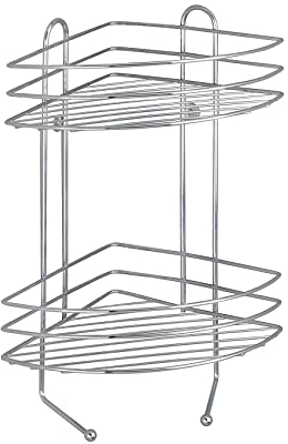 WENKO Duschablage Ecke 2 Etagen, Eckregal zur Wandmontage mit Schrauben, verchromt rostfrei, Badablage mit Haken, Serie Exclusiv