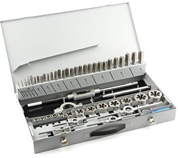 GSR PROFI Gewindeschneid-Satz 64-tlg. M3–M24 | HSS-G Gewindeschneider Set metrisch | Handgewindebohrer & Schneideisen für Innen- und Außengewinde | Werkstatt-Set in Stahlblechkassette