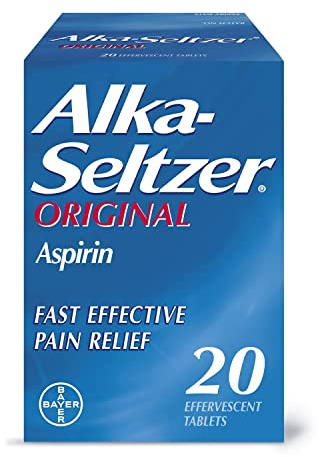 Alka-Seltzer Original Aspirin Cold Flu Pain Relief Effervescent Tablets 20s
