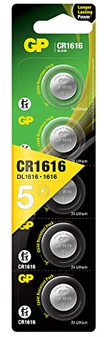 GP CR1616–7U5 Batterie au Lithium CR1616 (3 V, Lot de 5) sous Blister