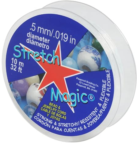 Stretch Magic Elastic Beading Cord – Clear Color, 0.5mm in Diameter, 10-Meter (32 ft) - Easy to Knot, Strong & Stretchy String for Making Beaded Jewelry