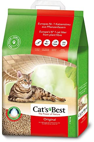 Cat’s Best Original Katzenstreu, 100% pflanzliches Katzenklumpstreu mit maximaler Saugfähigkeit – bekämpft Gerüche natürlich und aktiv, 8,6 kg/20 l (Verpackung kann variieren)