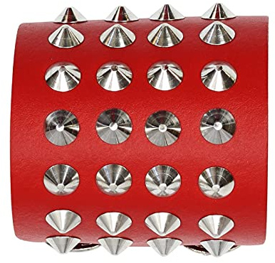 Freak Scene Lederarmband mit Spitznieten 4-reihig - rot - Armband aus Leder