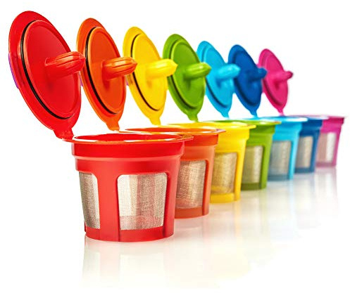 7 Pack Reusable K Cups for Keurig Coffee Makers – BPA-Free Refillable Coffee Pods, 7 Colors – Compatible with Keurig Brewers
