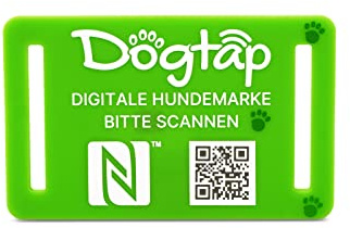 Dogtap Light Big, digitale Hundemarke für mittlere bis große Hunde, mit NFC-Chip und QR Code für Kontaktdaten und Steckbrief, aus Silikon, wasserfest, flexibel, 67 x 40 mm