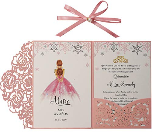 KUCHYNEE Inviti di Nozze rosa con buste per biglietti inviti matrimonio taglio laser feste di fidanzamento, compleanno, baby shower