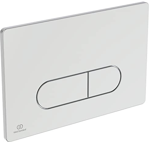 Ideal Standard Oleas Placca di scarico per WC, tecnologia a doppio scarico tramite azionamento pneumatico, facile da usare e design durevole (quadrata/rotonda) – Cromata (234x8,5x154 mm)