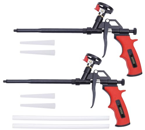 DAFEIKE Expanding Foam Gun, Upgraded Teflon Foam Dispensing Gun, Insulated Pro Foam Gun, Pu Foaming Sealant Sprayer for Caulking and Insulation, Pack of 2 Red…