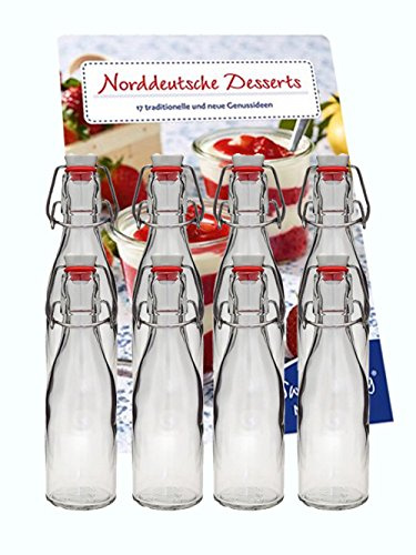 12 x Bügelflaschen Glasflaschen | Füllemge 250ml | mit Bügelverschluss zum Selbstbefüllen Bügelflasche Smoothie Grappa (12 x 250ml)