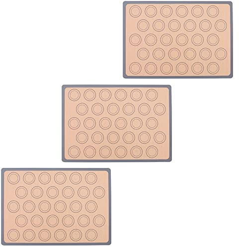 Cenpek - Set di 3 tappetini in silicone per macaron biscotti, antiaderenti, per macaron, torte, pizze, pane, 42 x 29,5 cm