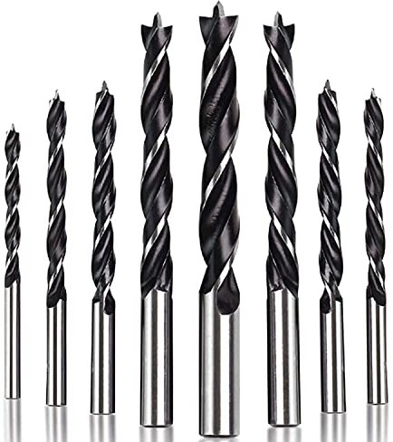 YUENTOEN Brad Point Drill Bit - 8Pcs Carbon Steel Sharp 3-10mm Spiral Twist Wood Drill Bits Set with Storage Bag Power Drill Accessories for Woodworking, Softwood