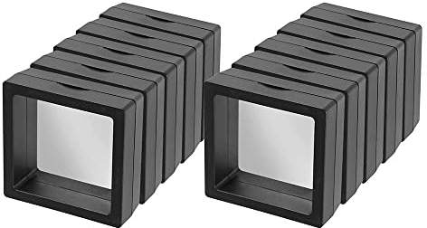 Tiardey 10 STÜCKE 3D Floating Frame Display Halter Ständer PE-Folie Transparent Schmuck Aufbewahrungsbox Anlaufschutz Münzhalter - Schwarz