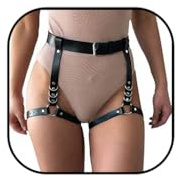 Zookey Gothic Leather Body Chain Black Leather Leg Chains Rave Leather Waist Chain Belt Jewellery for Women and Girls