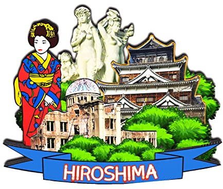 Hiroshima Japanischer Kühlschrankmagnet, 3D-Klassiker, Holz-Kühlschrankmagnete, Wahrzeichen, handgefertigt, Handwerk, Reisen, Souvenir, Geschenk, Sammlung, Dekoration -1166