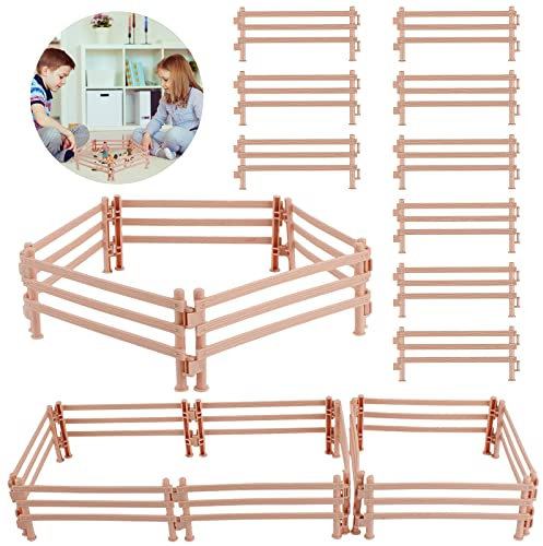40 Stück Pferdezaun Spielzeug, Fence Spielset Zubehör Spielzeug Pferd Corral Fechten Zubehör, Spielset Kunststoff Zaun, Koppel Spielzeug, Mini Pferd Corral Zaun, DIY Micro Landschaft Deko