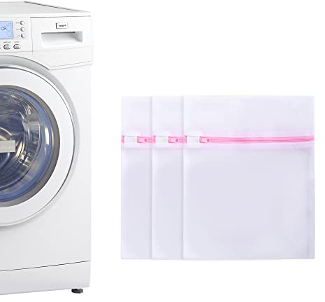 Lollanda Wäschenetz, Wäschesack 23cm x 30cm 3 Stücke, Wiederverwendbare Wäschenetze, Mesh Wäschesack mit Reißverschluss für Waschmaschine Trockner