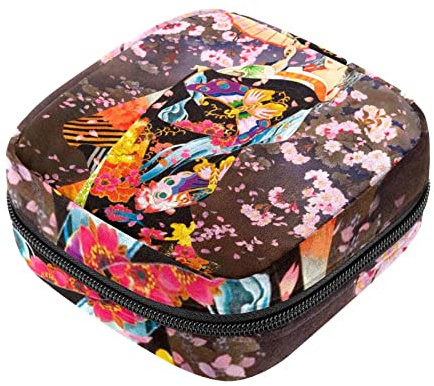 Japanische Geisha-Blütenblätter, Damen-Servietten-Aufbewahrungstasche, tragbare Menstruationstasse, Tasche mit Reißverschluss für Teenager, Mädchen, Frauen, Damen
