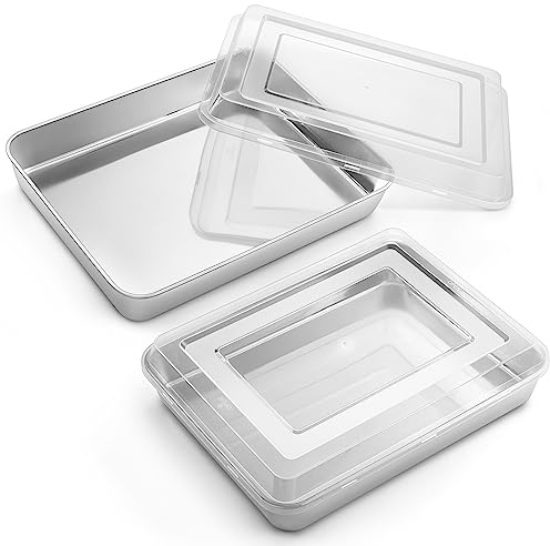 Onader 9 x 12 x 2 Inch Baking Pan with Lid 2 Pack Stainless Steel Lasagna Rectangular Cake Pan