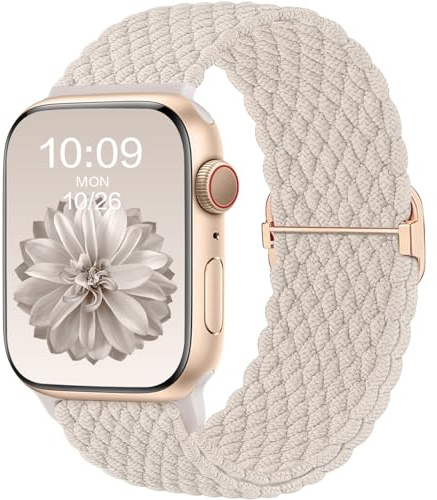 CeMiKa Bracelet Tressé Compatible avec Apple Watch 41mm 42mm 40mm 38mm | Nylon Élastique Stretch Sport Band pour iWatch Series 11 10 9 8 7 6 5 4 SE Ultra 3 2 1, Femme Homme, Étoilé