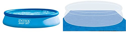 Intex 28143NP - Piscina Hinchable Easy Set 396 x 84 cm, 7.290 litros, Multicolor & 28048 - Tapiz 472 cm para Piscinas de: 244, 305, 366 y 457 cm, Color Azul