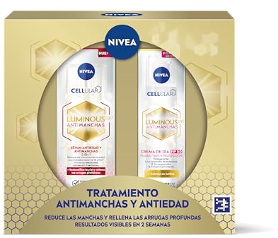 NIVEA Cellular LUMINOUS 630 Anti-Pigment-Pack Anti-Aging Advanced Treatment Geschenkset mit Gesichtsserum (1 x 30 ml) und FP50 Tagescreme (1 x 40 ml) für ebenmäßige und strahlende Haut
