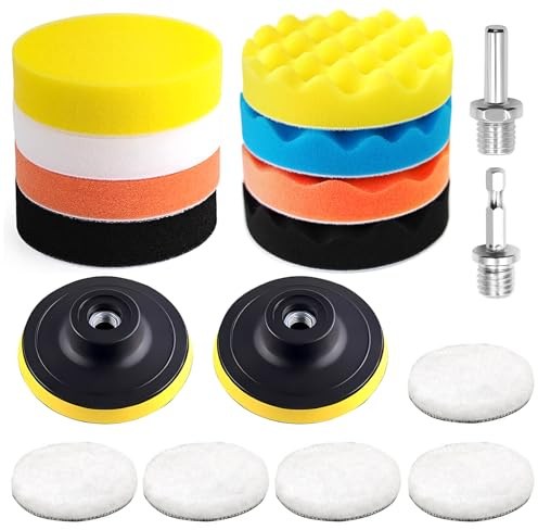 Qeuufieu 125mm Polierschwämme Pads, 17 Stück Polierset, Polieraufsatz Winkelschleifer Polierschwamm Polierhaub Polierauflage für Auto Poliermaschine (125mm-17er Set)