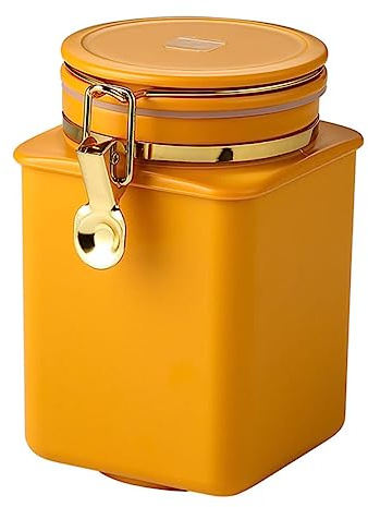 TOPBATHY Kaffeebohnenbehälter Orange Metall Silikon, Luftdicht für Vorräte | Kaffeedose Luftdicht 1kg Bohnen, Lebensmittelbehälter für Trockenwaren, Kompakte Aufbewahrung