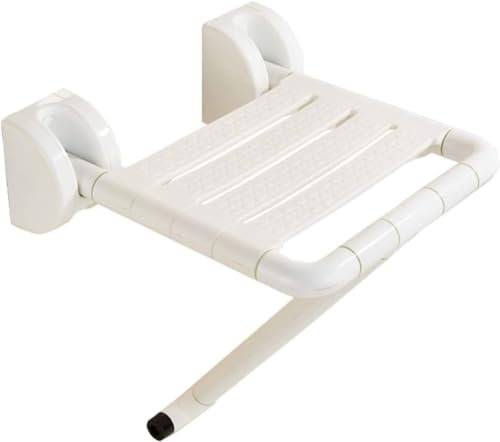 XCSCUK Wandmontierter Duschstuhl, Verstellbarer Badezimmersitz, klappbarer Badewannenhocker für Senioren, geeignet für Wohnheime und Krankenhäuser (White)