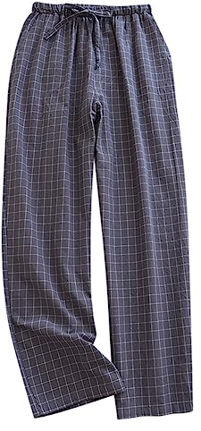 Herren Jogginghose Langes Frühling Sommer Thin Day System Plaid Home Pants Loose Home Pyjama Pants Herren Freizeithosen Jogginghose (Grey, XL)