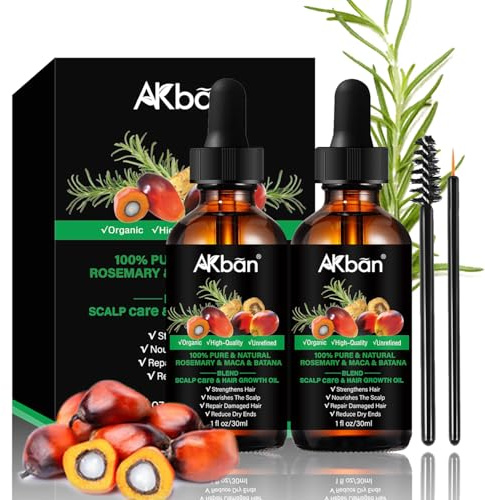 AKBAN Batanenöl für das Haarwachstum, mit Rosmarin-Öl, Maca-Argan-Jojobaöl, fördert die Haardicke, nährt die Kopfhaut und das Haar