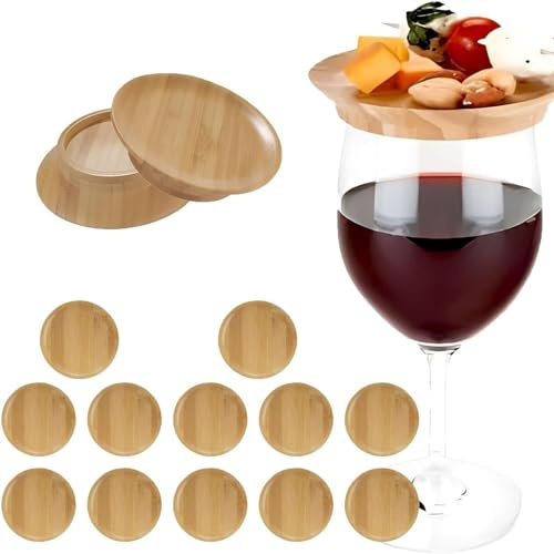 Set di 12 taglieri per salumi in legno doppio uso con topper in vetro e sottobicchieri, mini vassoio per antipasti, bar, feste, matrimoni
