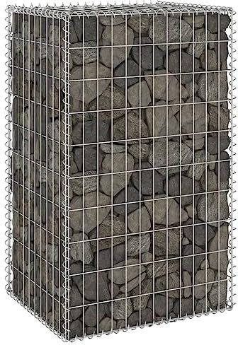 AUVYI Panier en pierre - Décoration de jardin - Mur de gabion - Avec couvercle - 60 x 50 x 100 cm - Gabion surélevé - Poteaux de terrasse - Construction stable - Colonne de gabion - En métal