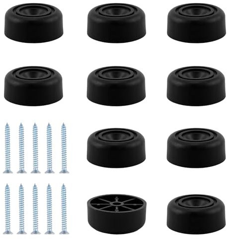 10 Stück Möbelfüße Schwarz Ø 33 x H 13 mm Rund Möbelbeine Schraubbar Füße für Möbel Rutschfes Möbelfüße Schrankfüsse Kunststoff Sofa Füße mit 8 Schrauben für Schrank Sofa Stuhl Tisch