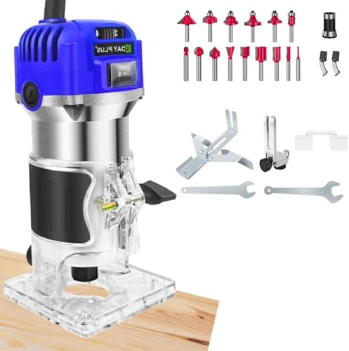 Rifilatore Fresatrice Verticale per Legno Elettrica, 800W 6 Velocità Variabili 33000 RPM Legno Rifilatrice Elettrica con 15 pezzi 1/4 Fresatura Cuter, Basi