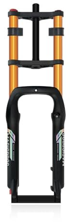 BSFHQS Forcella Ammortizzata per Bici 20 26 4.0 Fat Bikes Forcella Pneumatica 190mm Viaggio Forcella Anteriore A Doppia Spalla per Snow/Beach Bike Smorzamento Regolabile QR 9 * 135mm(Gold A,20in)