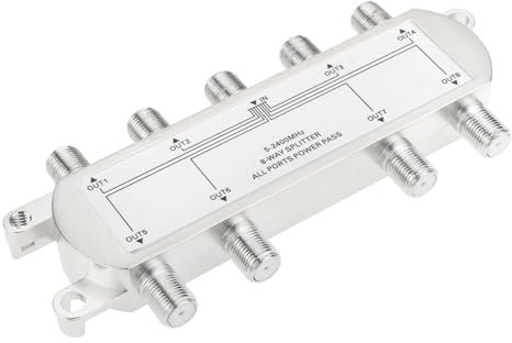 The Lord of the Tools 1 divisor de cable coaxial digital de 8 vías de 5 a 2400 MHz, compatible con RG6, distribuye señales de Internet por cable satelital a múltiples dispositivos