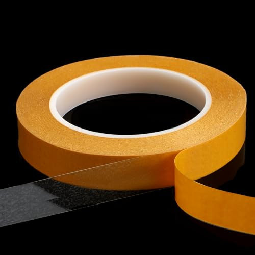 20mm X 50m Ultra Thin Clear Double Sided Tape, Two Sides Sticky Tape with Transparent Adhesive Heavy Duty Two Sides Strong Stick Mounting Adhesive Tape for Fix Wall Decor Cat Training Arts Crafts