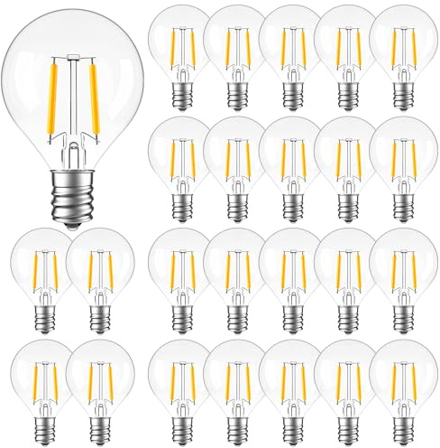 Genixgreen G40 1.5W E12 220V lampadine LED, 2200K bianco caldo vetro, sostituire 7W G40 lampadine a incandescenza per feste giardino matrimonio decorazione, luci a catena, 25 pezzi