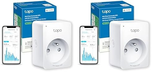 Tapo Matter Prise Connectée WiFi, Suivi de consommation, 16A Type E, Compatible avec Alexa, Google Home et SmartThings, Contrôler le radiateur, le chauffage, Économie d'énergie, Tapo P110M(FR)
