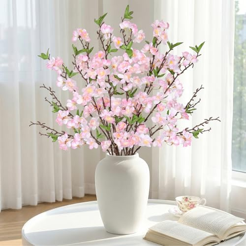MEIVINES Fiori Artificiali di Ciliegio Rami 4 Pezzi da Steli di Fiori di Ciliegio in Finta Seta Piante Artificiali Decorative Rosa Fiori Finti 90cm Lungo Steli per Composizioni di Vasi (Rosa chiaro)
