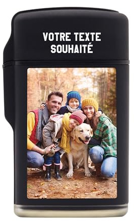LAUBLUST Briquet avec Photo pour Lui Briquet personnalisé pour Homme Motif Photo Couleur, Noir | Cadeaux personnalisés pour Hommes avec Gravure pour Noël, Anniversaire et fête des pères