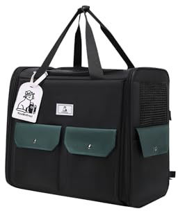 Galatée Hunderucksack, Haustierrucksack Mit Atmungsaktivem Netzgewebe, Reisetasche Für Haustiere Mit Weich Gepolstertem, Verstärktem Halt, Von Fluggesellschaften Zugelassener Katzenrucksack(Schwarz)