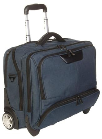 Lemasi Notebooktasche mit Trolley – große Business-Rolltasche für 17 Zoll Laptop, Abnehmbarer Gurt, Schultertasche, 45x36x25 cm, für Büro & Reisen (Polycanvas blau)