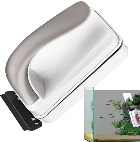 Pulitore Magnetico per Vetri 'Acquario - Raschietto per Alghe con Magnetico per Acquari di Vetro - per Pulizia con Spazzola Anti Graffio per Casa Ufficio Appartamento Scuola